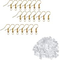 200 Ganchos de Aretes Dorados y 500 Aseguradores Transparentes para Aretes – Sortijas Libres de Níquel (18mm…